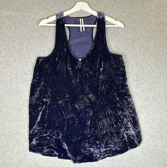 Anthropologie Tops - Anthropologie Suri velvet tank racerback womens M blue/purple